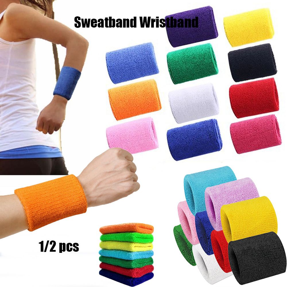 1/2Pcs Unisex Wristbands Sport - Sweat Band Wrist ulasan dan harga